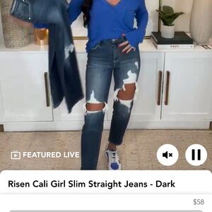 Risen distressed jeans -size 7